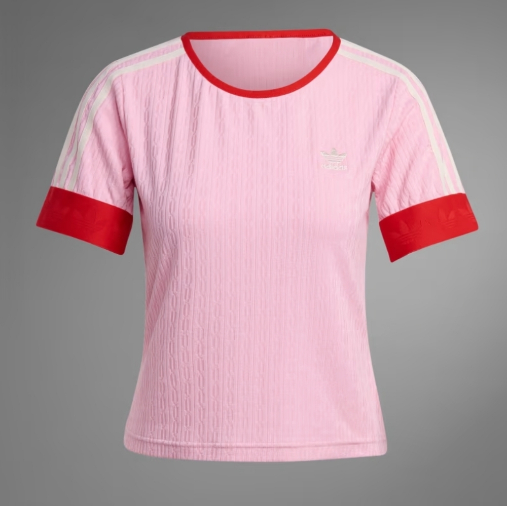 Adidas ORIGINALS Pink Tee with Red Trim